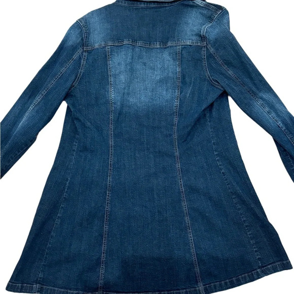 Vintage 2000s Y2K Indigo Rein Blue Long-Line Denim Jacket size XL - Picture 5 of 16